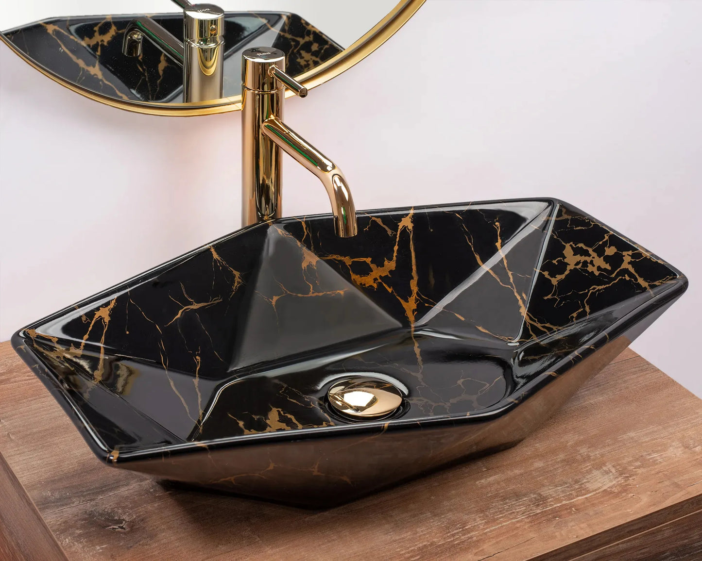 Aufsatzwaschbecken Vegas Black Marble 57x37cm