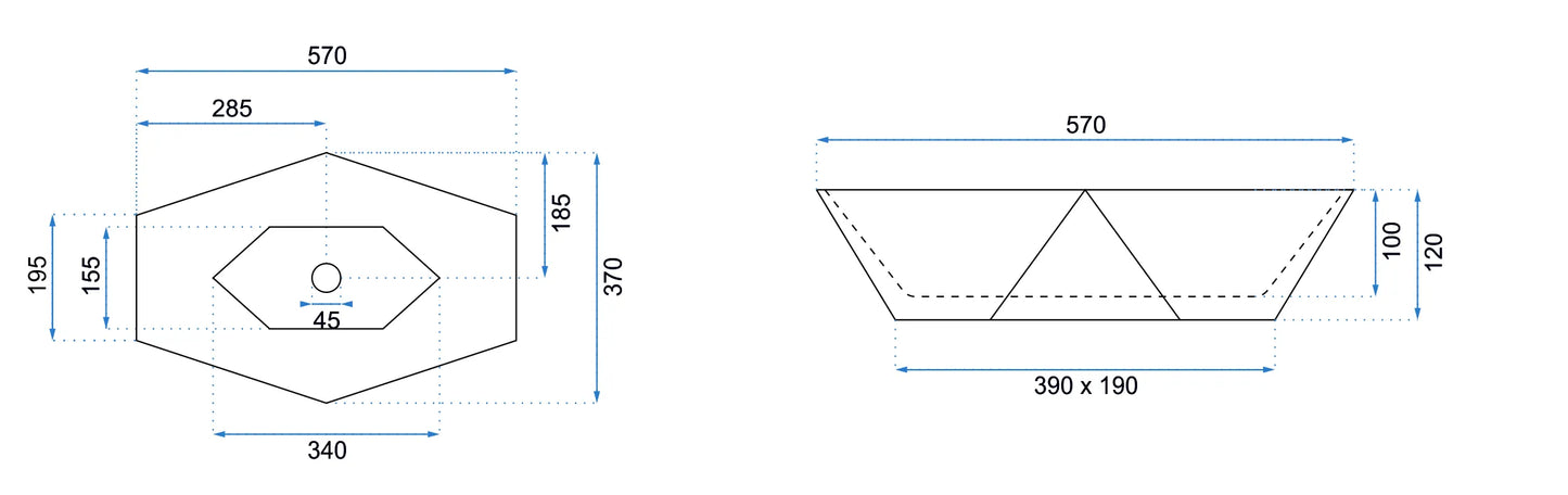 Aufsatzwaschbecken Vegas White 57x37cm