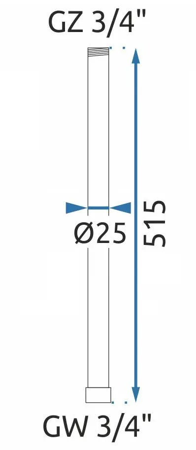 Verlängerung für Dusche 50cm Gold Matt