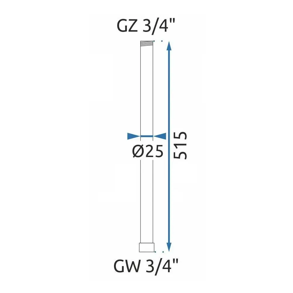 Verlängerung für Dusche 50 cm Kupfer