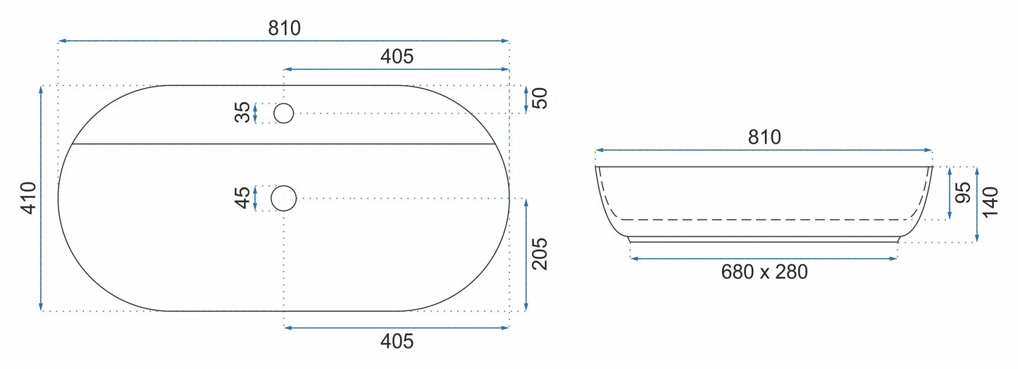 Aufsatzwaschbecken Aura White 81x41cm