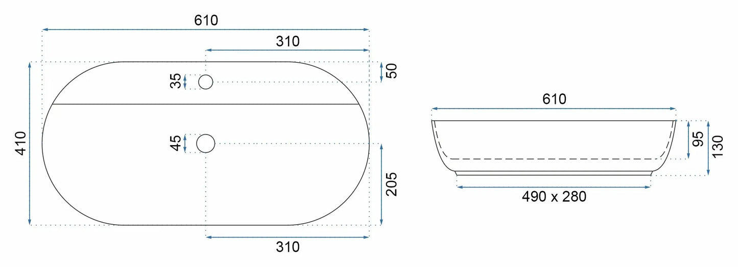 Aufsatzwaschbecken Aura Shiny Aiax 60,5x40,5cm