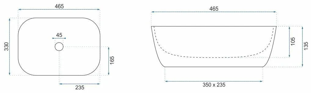 Aufsatzwaschbecken Belinda Copper Brushed Black 46x32cm