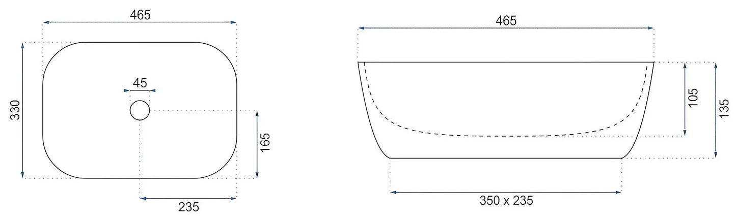 Aufsatzwaschbecken Belinda Marrone Matt 46,5x33cm