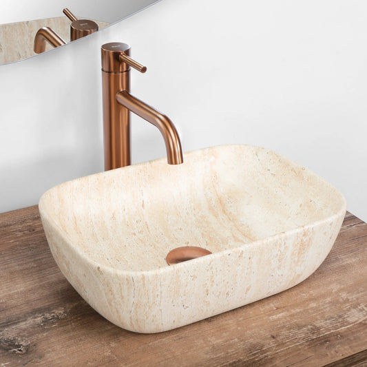 Aufsatzwaschbecken Belinda Mini Travertine Matt 37x25,5cm