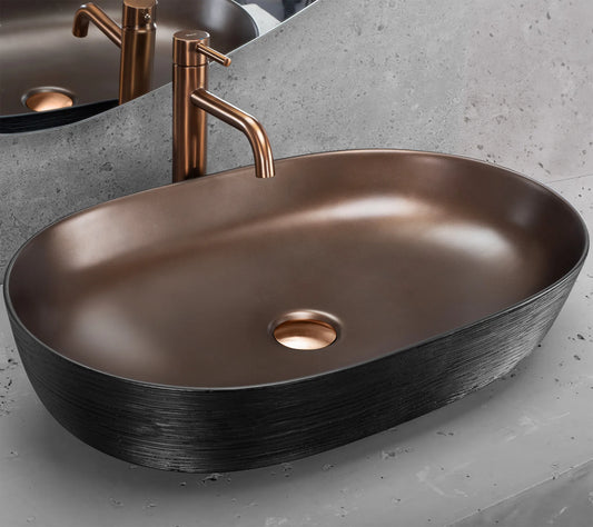 Aufsatzwaschbecken Cleo Copper Brushed Black 60,5x41cm