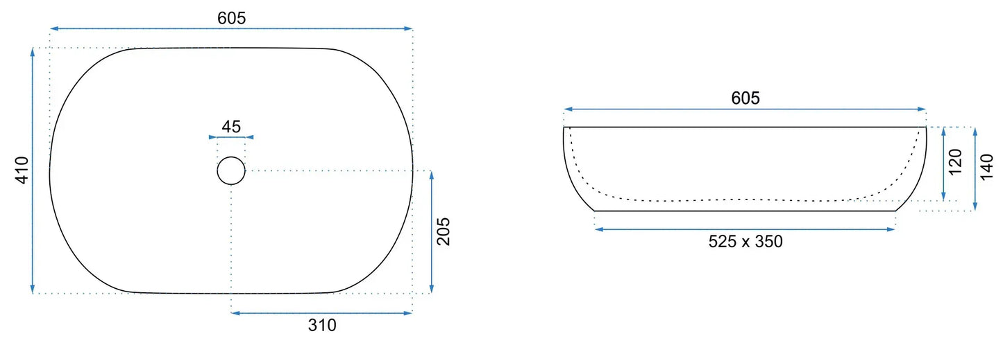 Aufsatzwaschbecken Cleo Copper Brushed Black 60,5x41cm