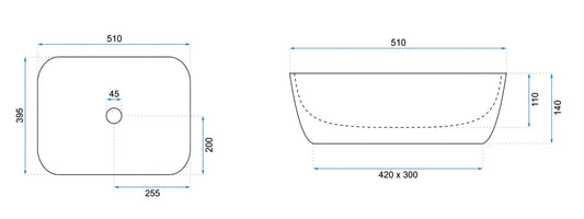 Aufsatzwaschbecken Freja Travertine Matt 49x38cm