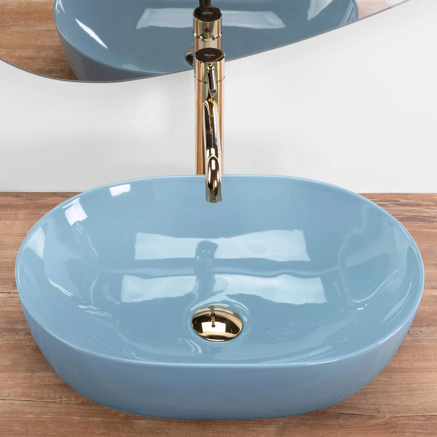 Aufsatzwaschbecken Lisa Blau 49×35cm