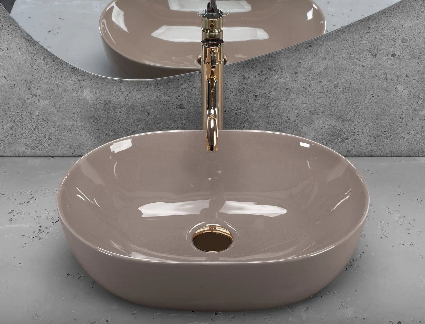 Aufsatzwaschbecken Lisa Mocha Mousse 49×35cm