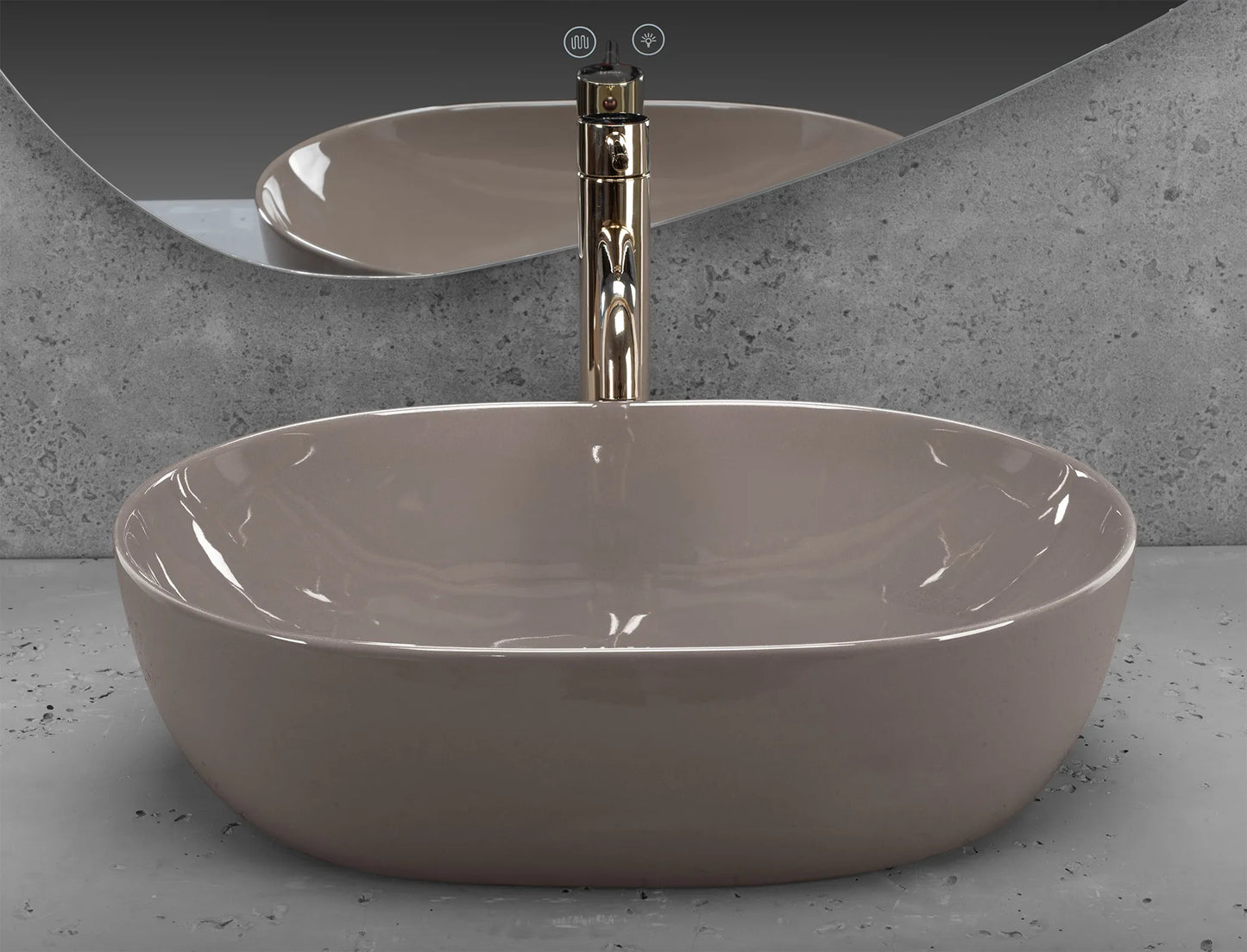 Aufsatzwaschbecken Lisa Mocha Mousse 49×35cm