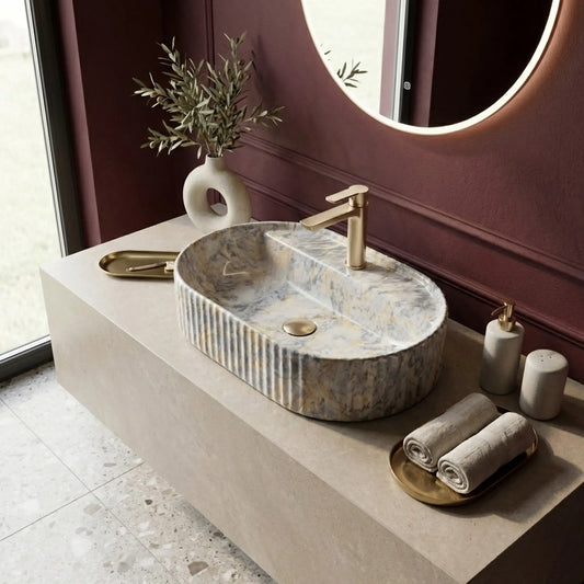 Aufsatzwaschbecken Marcella Ruststone 60x37cm