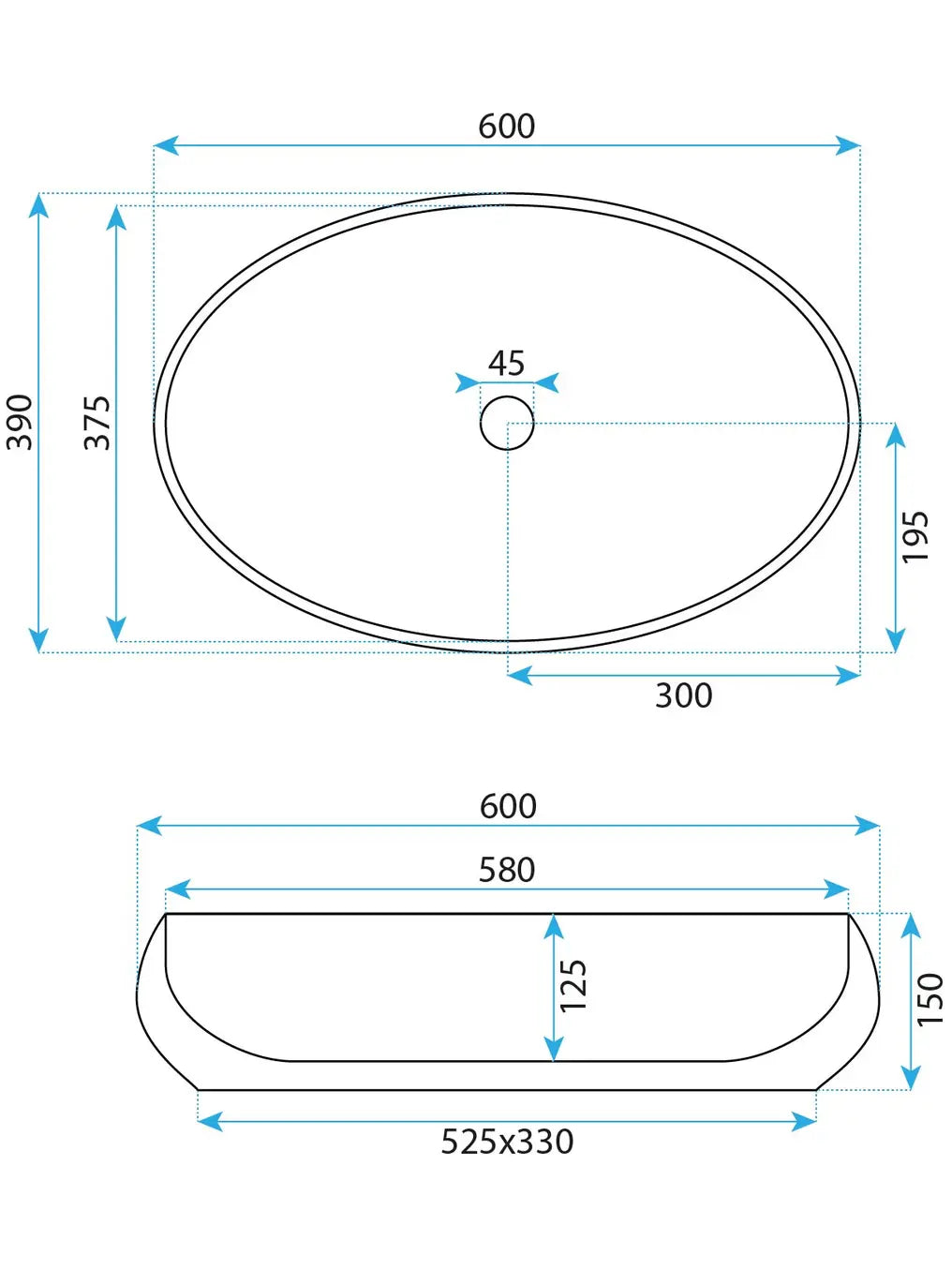 Waschbecken Maya 60x39cm