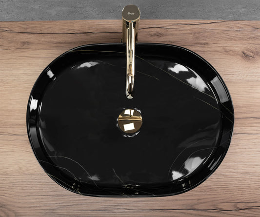 Aufsatzwaschbecken Nadia Black Marble 50x38cm