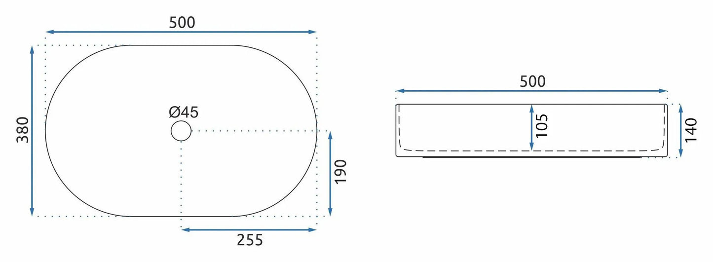Aufsatzwaschbecken Nadia Black Marble 50x38cm
