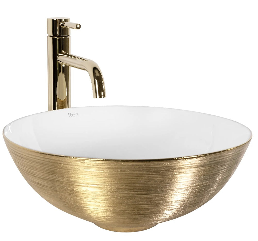 Aufsatzwaschbecken Stella Brushed Gold Ø35,5cm