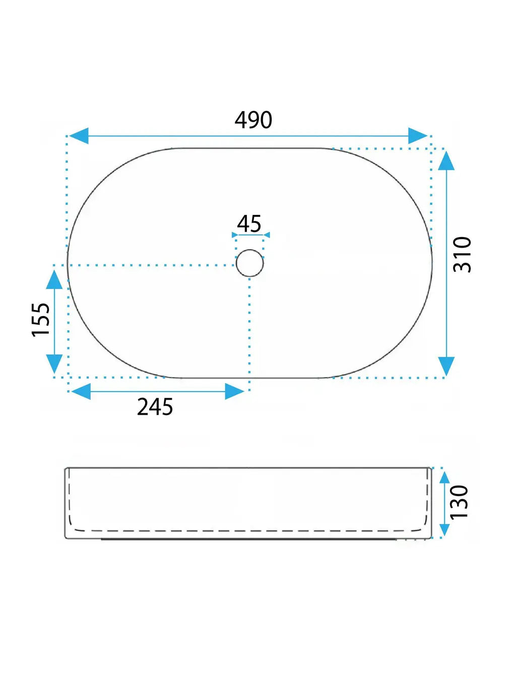 Aufsatzwaschbecken Vanda Zimt Matt 49x31cm