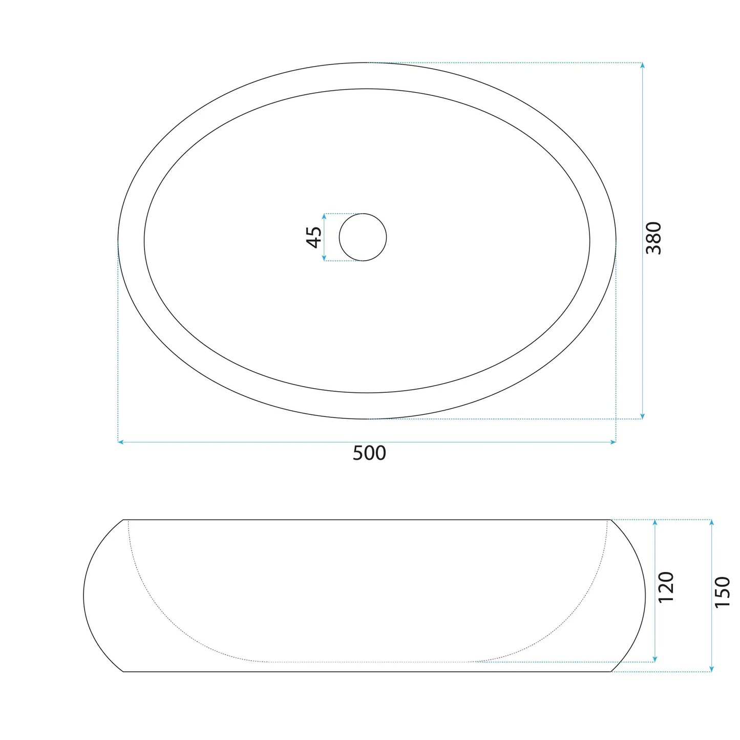 Aufsatzwaschbecken Mika Ivory 50x38cm