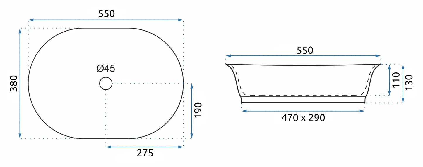 Aufsatzwaschbecken Wilma Vintage 55x38cm