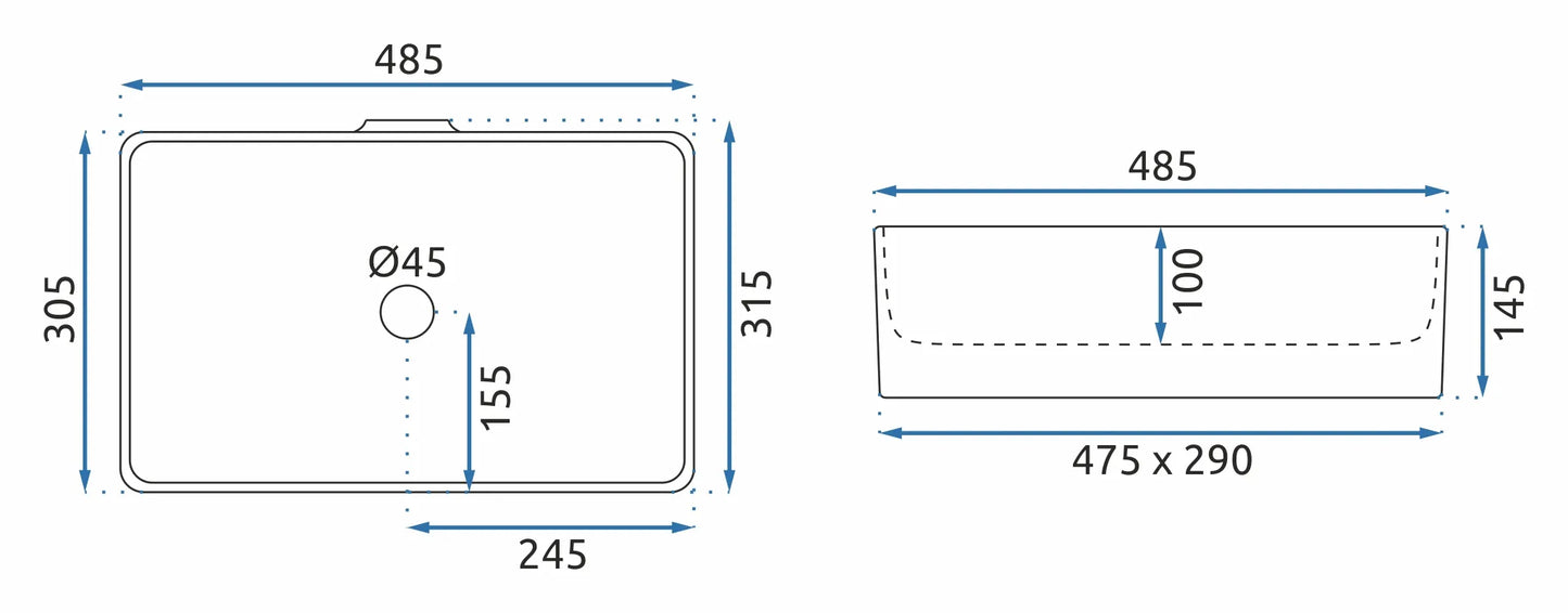 Aufsatzwaschbecken Berta 48cm