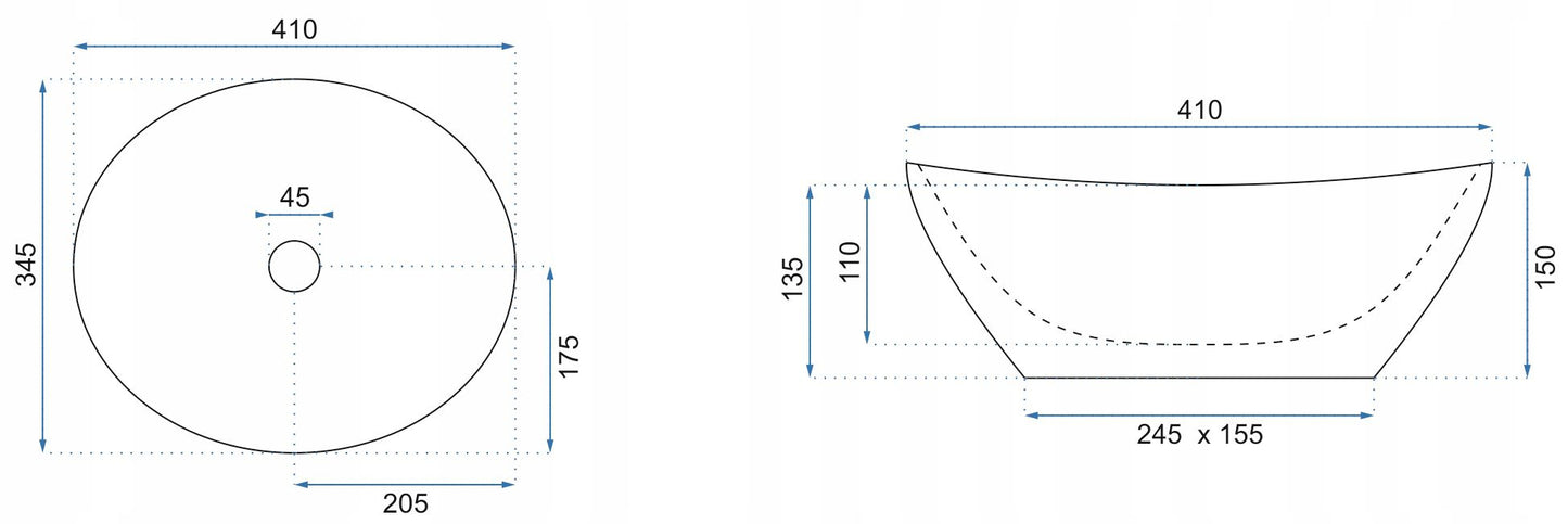 Aufsatzwaschbecken Sofia Shiny Aiax 41x34,5cm