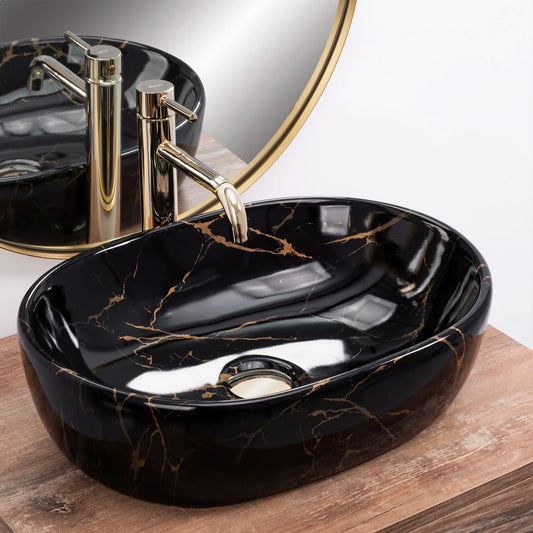 Aufsatzwaschbecken Amelia Black Marble 48x34,5cm