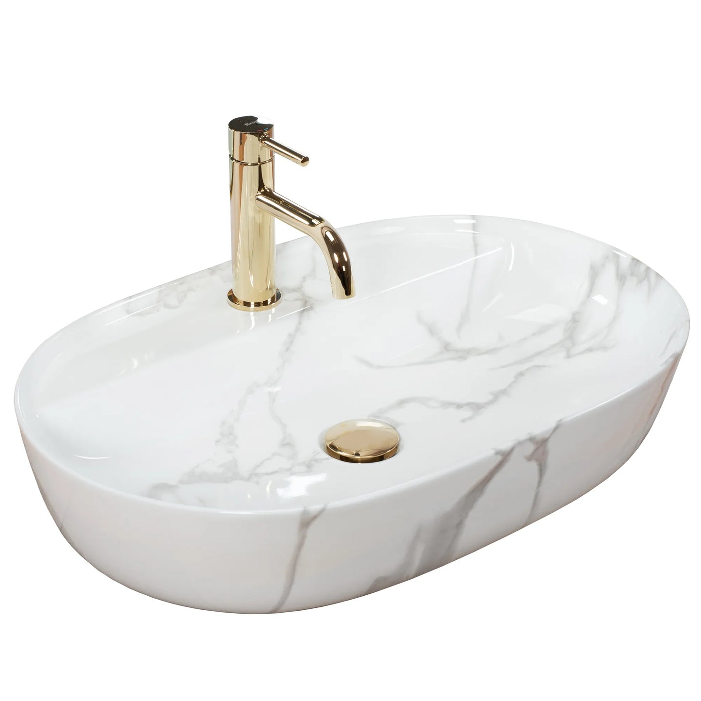 Aufsatzwaschbecken Aura Shiny Marmor 61x41cm