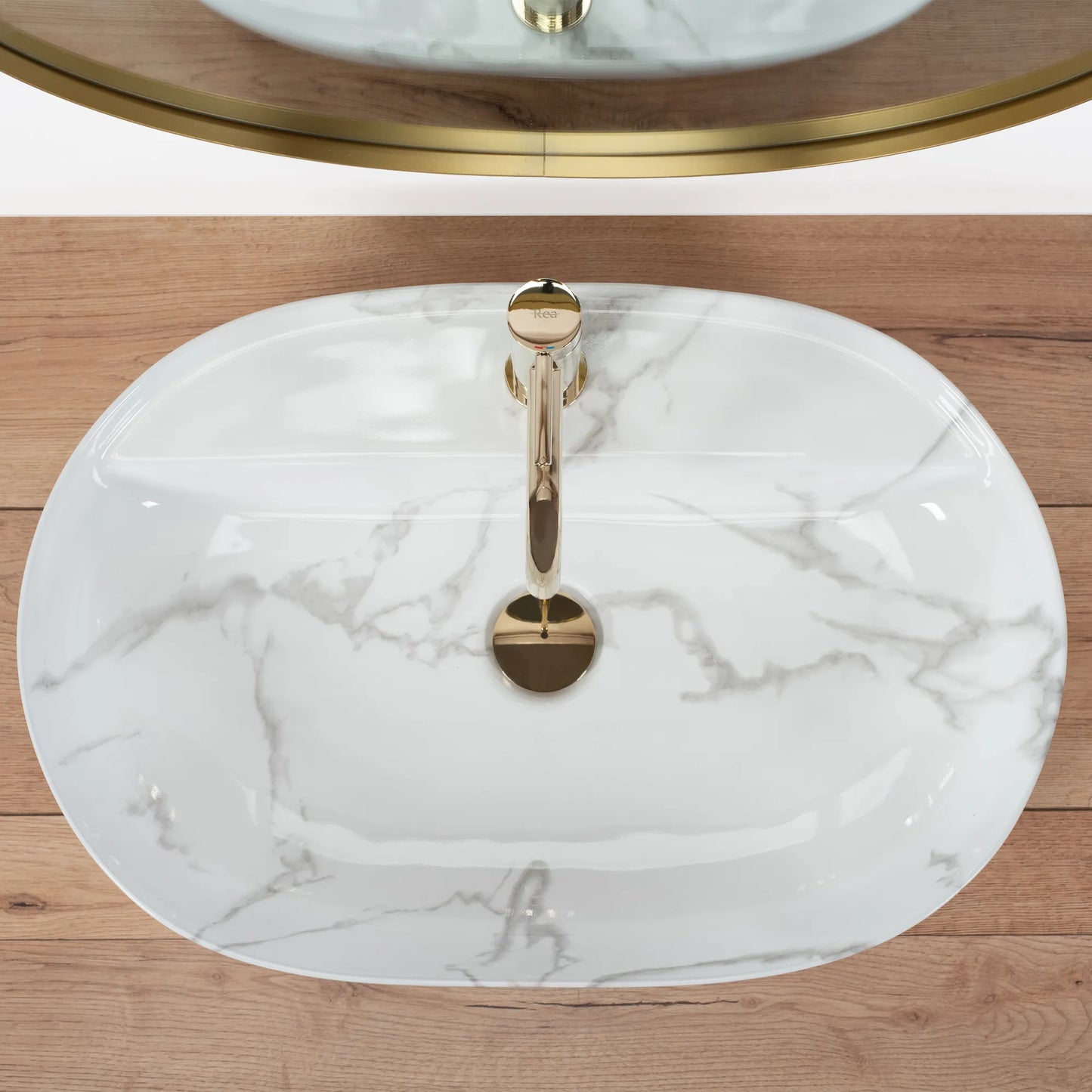 Aufsatzwaschbecken Aura Shiny Marmor 61x41cm