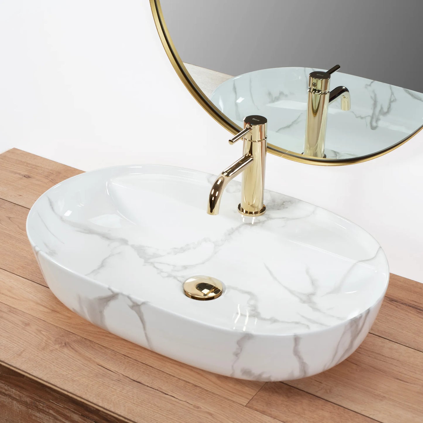 Aufsatzwaschbecken Aura Shiny Marmor 61x41cm