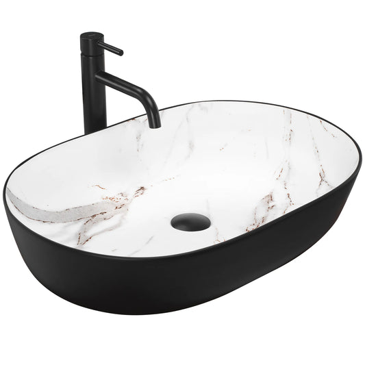 Aufsatzwaschbecken Cleo Marmor Schwarz Matt 60,5x41cm