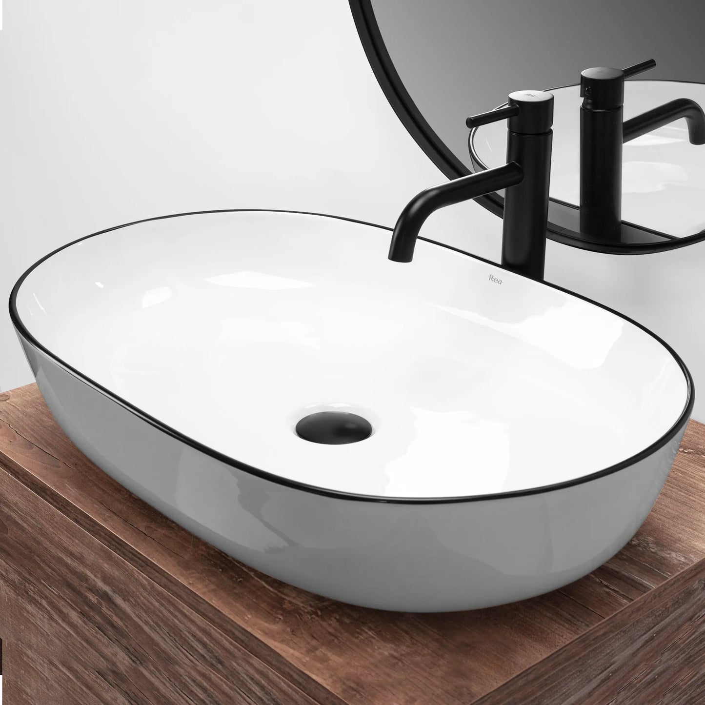 Aufsatzwaschbecken Cleo White Black Edge 60,5x41cm