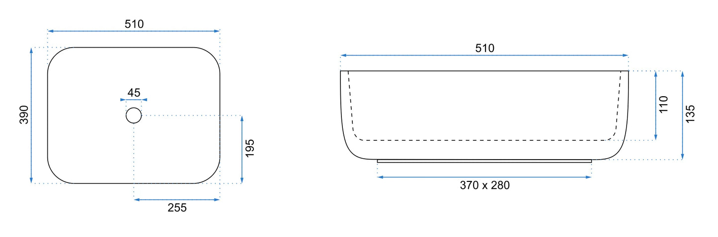 Aufsatzwaschbecken Demi Slim 51x39cm