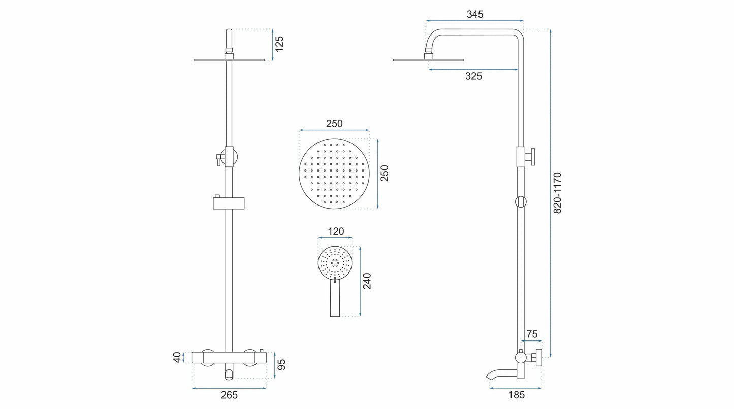 Dusche mit Wannenauslauf Lungo Chrom (mit Thermostat)