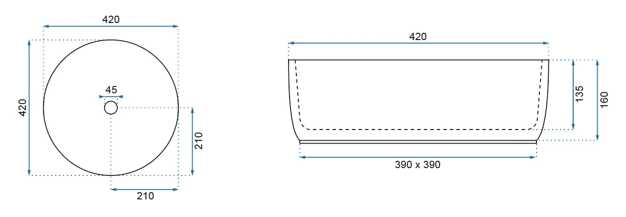 Aufsatzwaschbecken Helen ∅ 42cm