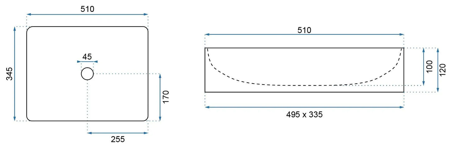 Aufsatzwaschbecken Ingla Black Marble Matt 51x34,5cm