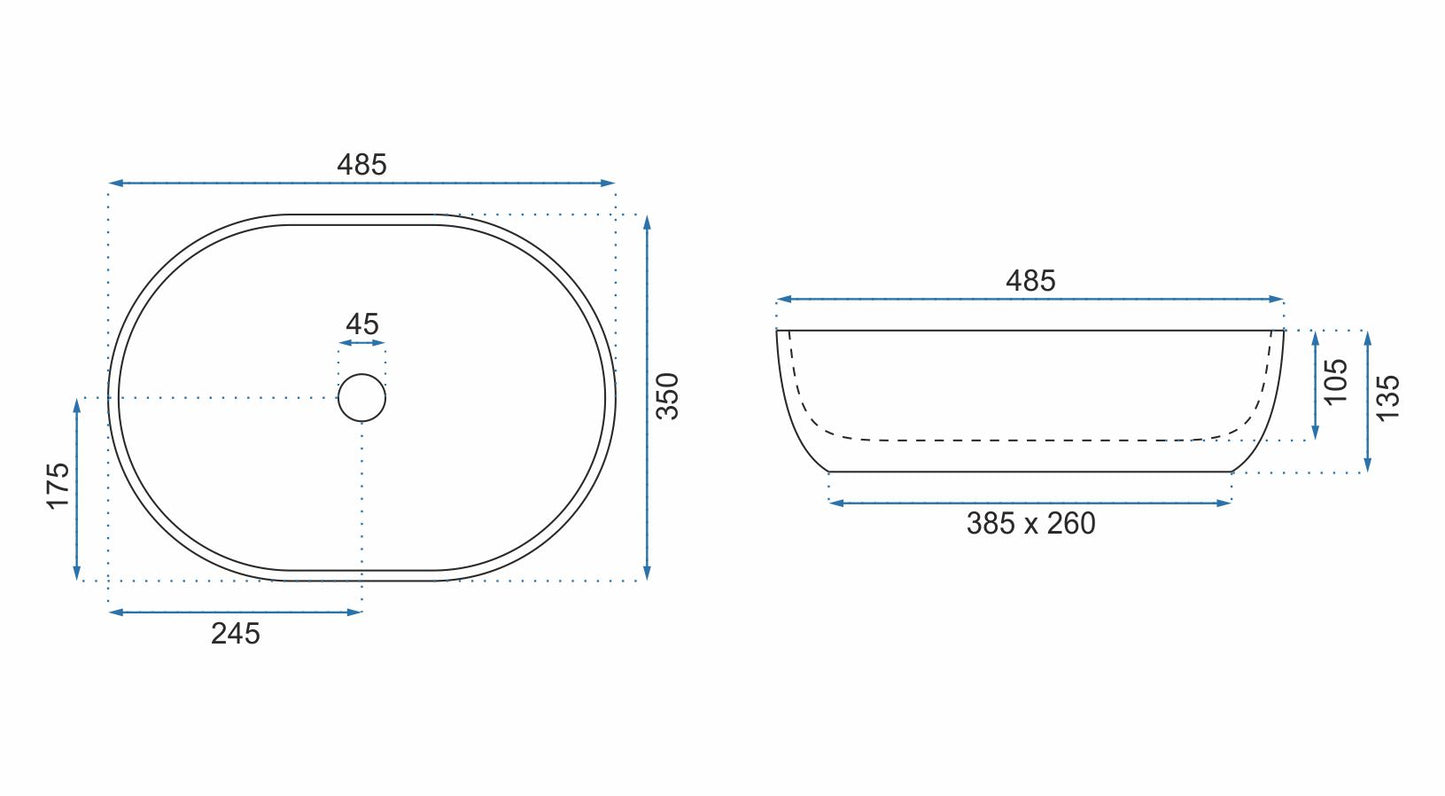 Aufsatzwaschbecken Lara Grey 48,5x35cm