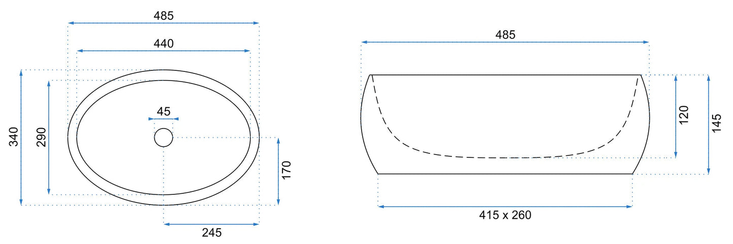 Aufsatzwaschbecken Linda Granit Matt 48,5x34cm