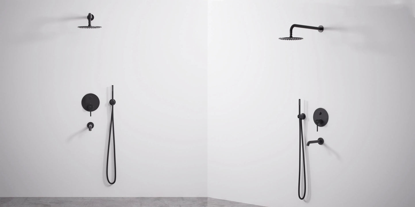 Dusche mit Wannenauslauf Unterputz Lungo Black