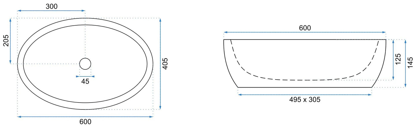 Aufsatzwaschbecken Meryl Schwarz 60x40,5cm
