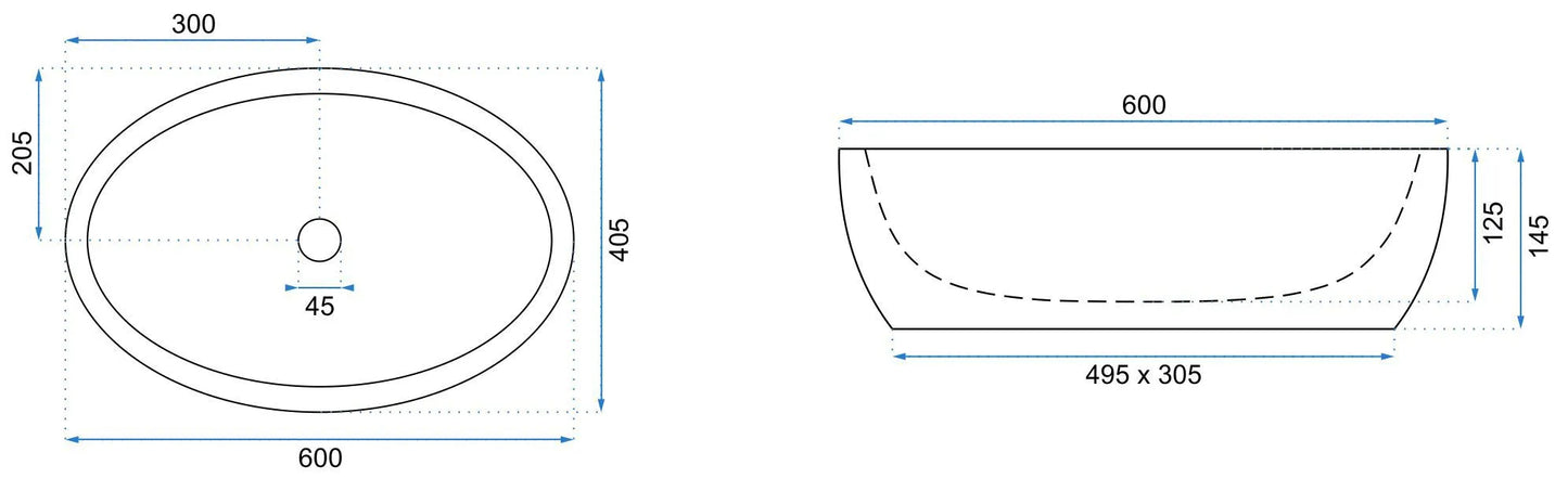 Aufsatzwaschbecken Meryl White 60x40,5cm