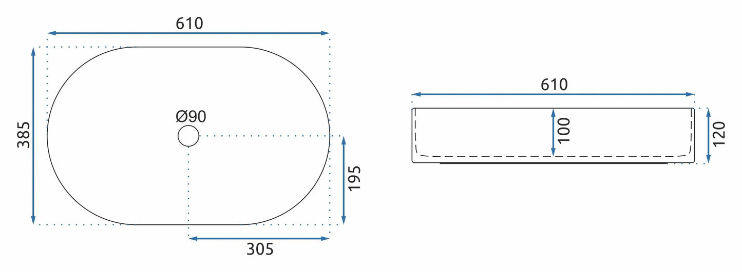 Aufsatzwaschbecken Nadia Goldrand Weiß 61x38,5cm