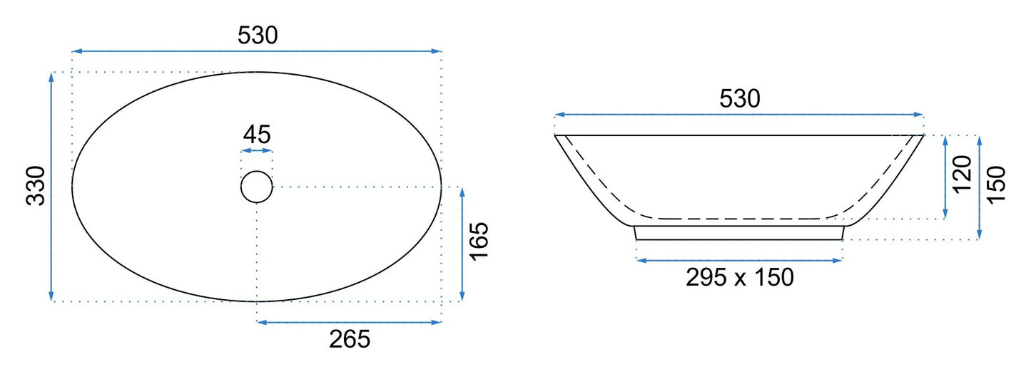 15% Rabatt! Aufsatzwaschbecken Pamela Shiny Aiax 53x33cm