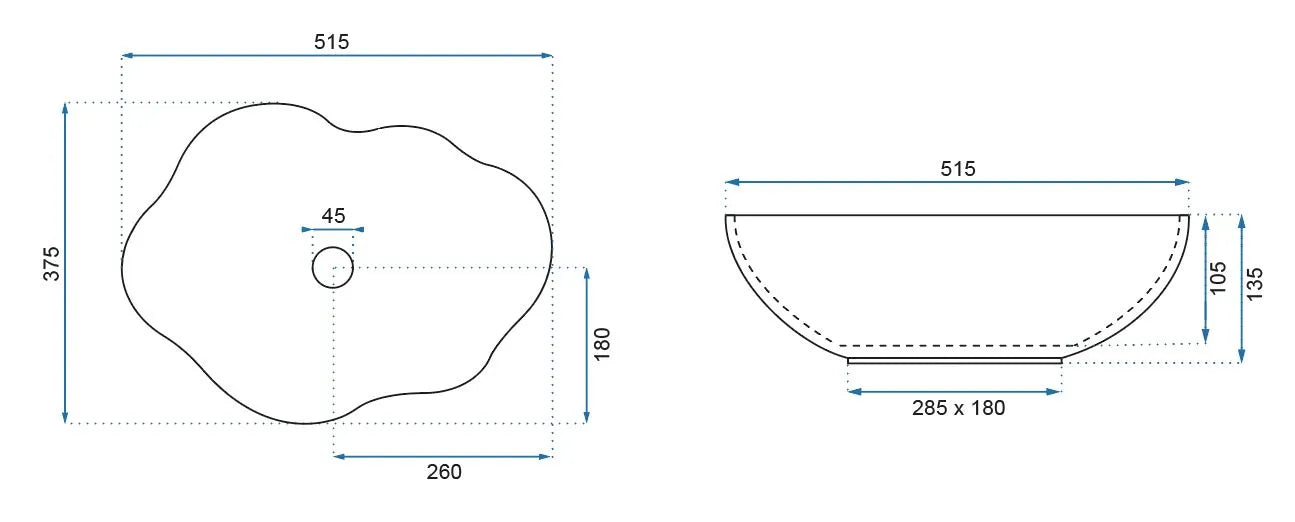 Aufsatzwaschbecken Pearl White Gold Edge 51,5x37,5cm