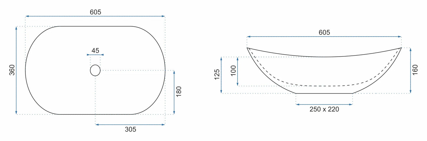 Aufsatzwaschbecken Royal Marmor Matt 60,5x36cm