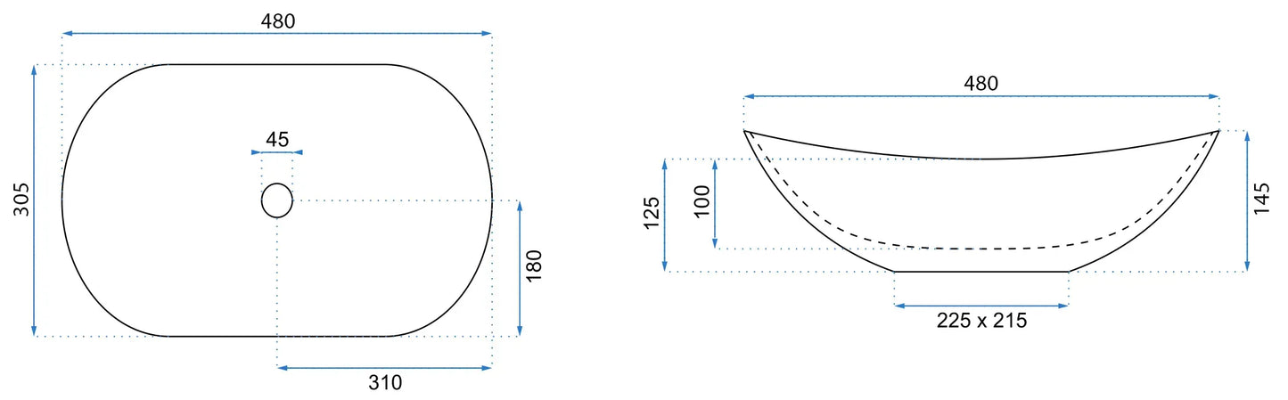 Aufsatzwaschbecken Royal Mini Shiny Aiax 47,5x31cm