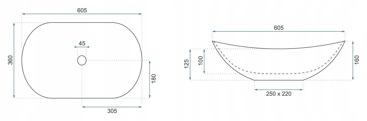 Aufsatzwaschbecken Royal Marmor Grau Poliert 60,5x36cm