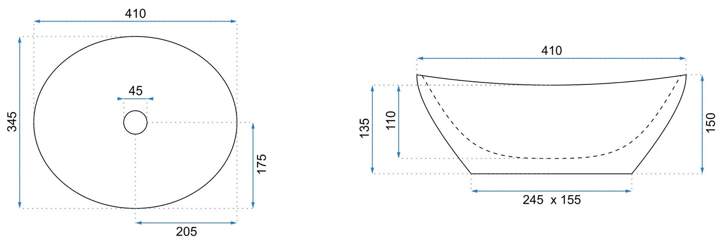 Aufsatzwaschbecken Sofia Marmor Grau 41x34,5cm