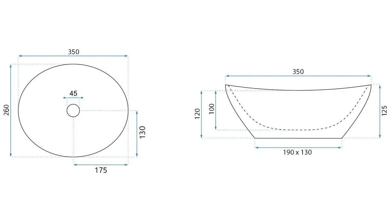 Aufsatzwaschbecken Sofia Shiny Aiax Mini 35,5x27cm