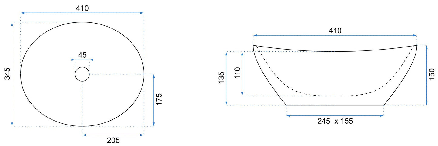 Aufsatzwaschbecken Sofia Naturstein 41x34,5cm