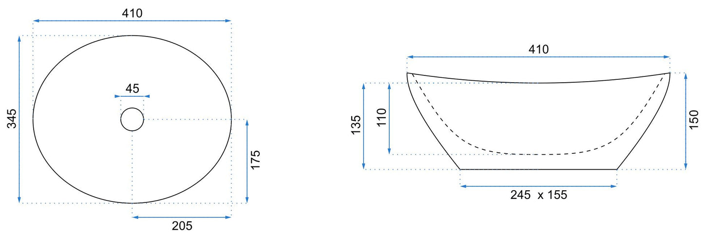 Aufsatzwaschbecken Sofia Gold Edge White 41x34,5cm